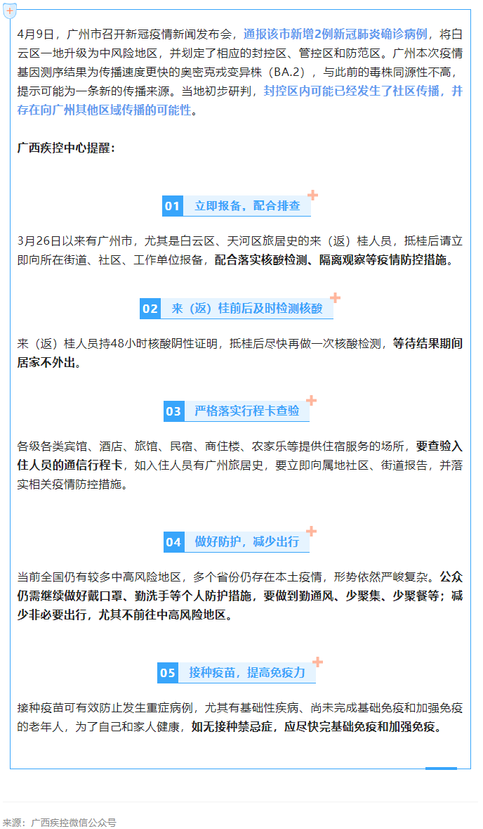廣東一地升級(jí)為中風(fēng)險(xiǎn)地區(qū)，廣西疾控中心提醒.png